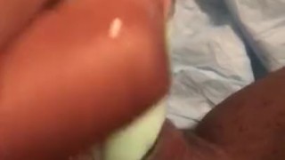 Playing with my super tight black pussy