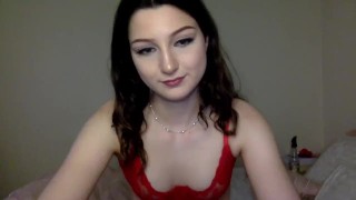 TEEN CAMGIRL SUCKING COCK WHILE MASTURBATING + SELF-SPANKING TOPLESS SLUT