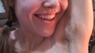 Horny Hairy Hippie Girl Licks Armpits