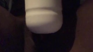 Ebony squirt with wand in car 