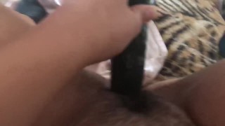 Playing with a cucumber 