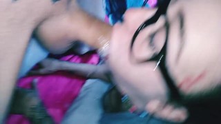 My kinky little nerd wife let's me face fuck for ORAL CREAMPIE SUPER SLOPPY