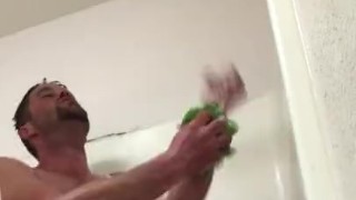 Lane talking a shower