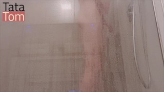 Twink showing off in the shower being horny AF