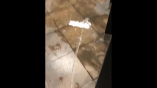 HOW COULD I RESIST PISSING IN THIS GIANT PUDDLE - PUBLIC RESTROOM!