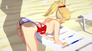 Fate/Grand Order — Mordred gets fucked on the beach(3D HENTAI)