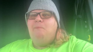 Fat tranny slut stuffs fat face