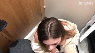Deepthroat Blowjob in the Fitting Room. Swallow His Cum 