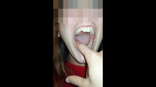 Girl hard biting finger (Sensitive Content)