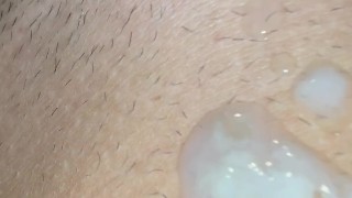 Horny boy Cums before going to bed (shoot all over naked body).