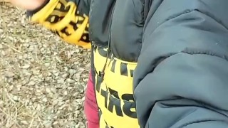 Smoking and cumming public with sound of dropping cum on dry leaves