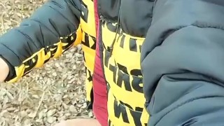 Smoking and cumming public with sound of dropping cum on dry leaves