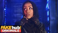 Space Taxi Fit Ebony babe with big tits fucked before creampie