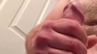 Pre-shower jerking off and cumming all over shaft n balls