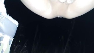 "Oh my poor ass" Twink pushes cum out of swollen ass public after car fuck