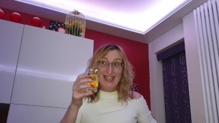 Post op tgirl pissing in a glass and having a sip. Essex girl Lisa