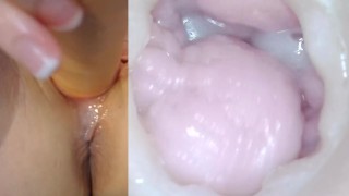 Pussycam double view with fresh creampie!