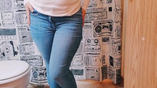 Desperate Jeans Wetting and a Little Pussy Play