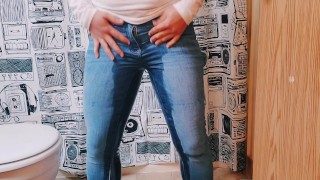Desperate Jeans Wetting and a Little Pussy Play