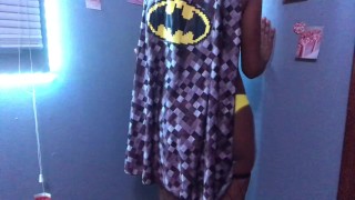 Ebony teen shakes little ass *superhero*