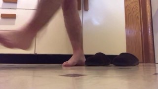 Crushing different bottles, first with slippers, then my barefeet