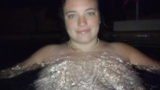 Slowmo huge boobs bouncing in pool