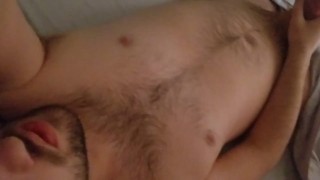 Stroking pierced cock in the morning