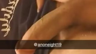 Straight white boy flexing big cock on snap
