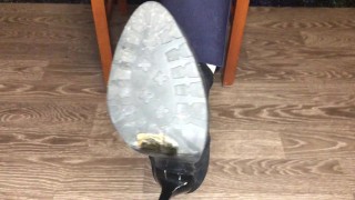 kelly_feet office secretary in black nylon stockings after work shoes 