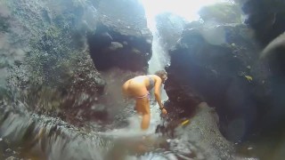 UNDERWATER Open PUSSY into the VAGINA FALL(Touristic Public Waterfall)