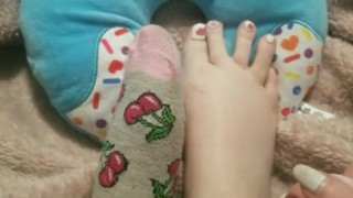 Millie's sweet feet in cherry socks ♡