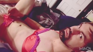 Bedroom cross dressing Jack off