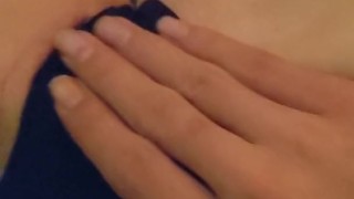 He plays with her pussy before fucking her 