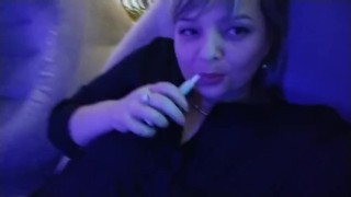 Smoking public. Hot bbw blondy on restaurant