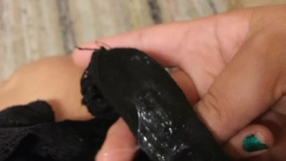 Showing you todays grool filled panties(so slimy i have to change)