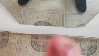 Jerking off in front of the mirror. Loads of cum