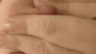 Girl with colored hair plays with her big fat tits