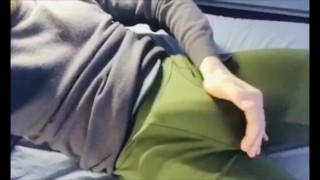 Horny hard bulge in tight leggings