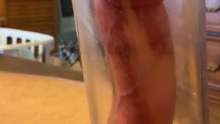 Laying in bed pumping on my cock. 