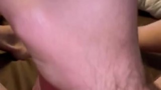 Daddy jerking his dick in bed before work.