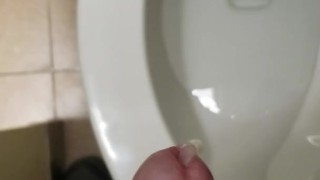 Shooting a quick load in public rest room!