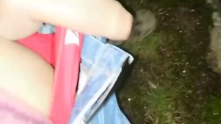 Twink piss then cum then piss again from a bridge