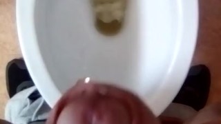 Pissing in toilet
