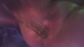Making my pussy juice over glass