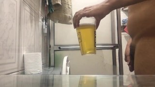 chubby beginner slut pig first time drinking own piss and licking feet