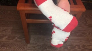 kelly_feet my dirty christmas socks after job and stinky foot pov