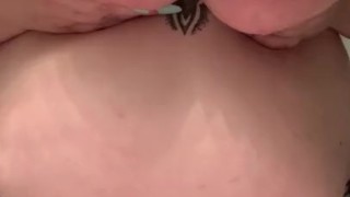 Thick white BBW gets her tits ready for a cum explosion 