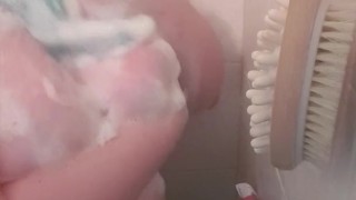 Sneaky Shower Soaping Huge Tits