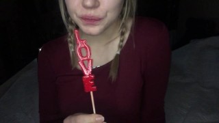 Babe sucks candy