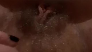 Playing with my hairy wet pussy taking a bath. I was so extremely wet...